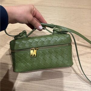 Bottega Veneta bang bang vanity Olive Woven Crossbody Bag